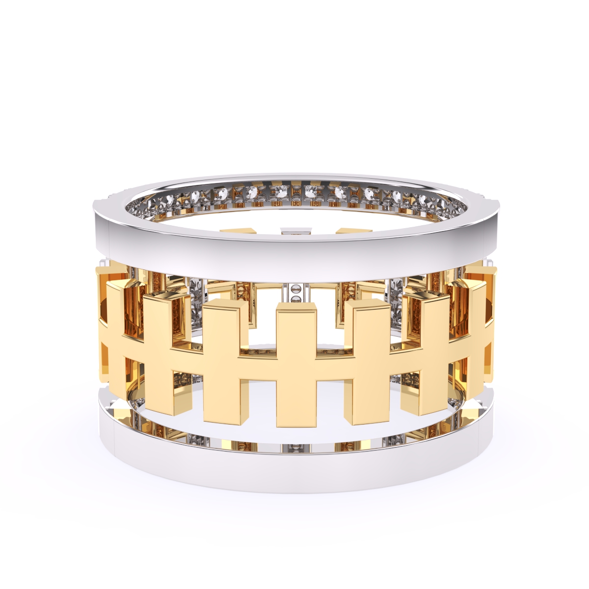 Luxurious Cluster Diamond Thick Wedding Band